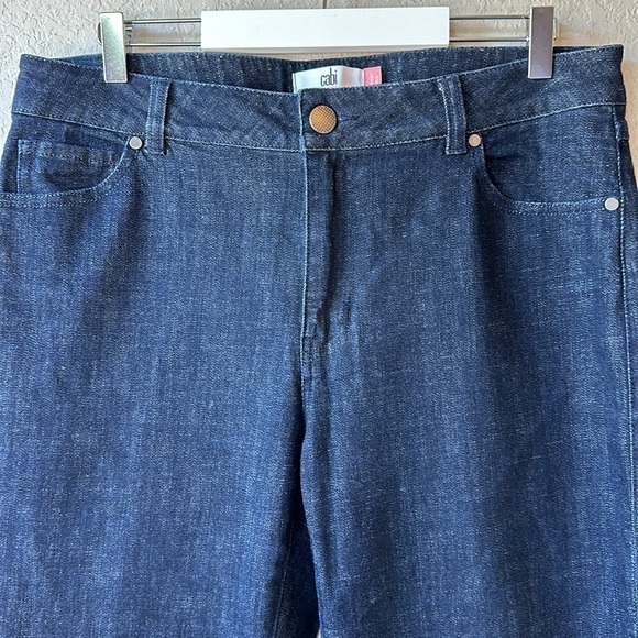 CAbi Wide Leg High Rise Trouser Jeans #5691 Deep Sea Dark Wash Size 12 Long - Picture 5 of 13